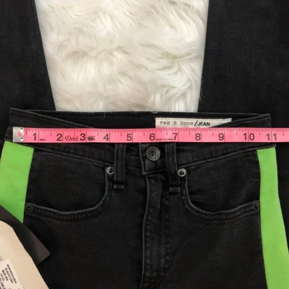 NWT! RAG & BONE Mazie Black w/Lime Side Stripe Skinny Jeans 23 - Picture 12 of 13
